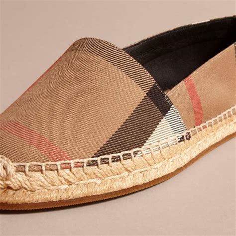 burberry leather trim canvas check espadrilles|Men’s Designer Sandals .